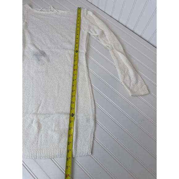 NWT Rumored Sweet Talker Mini Dress Slub White Cozy Open Back Short Party Size L - Picture 7 of 7